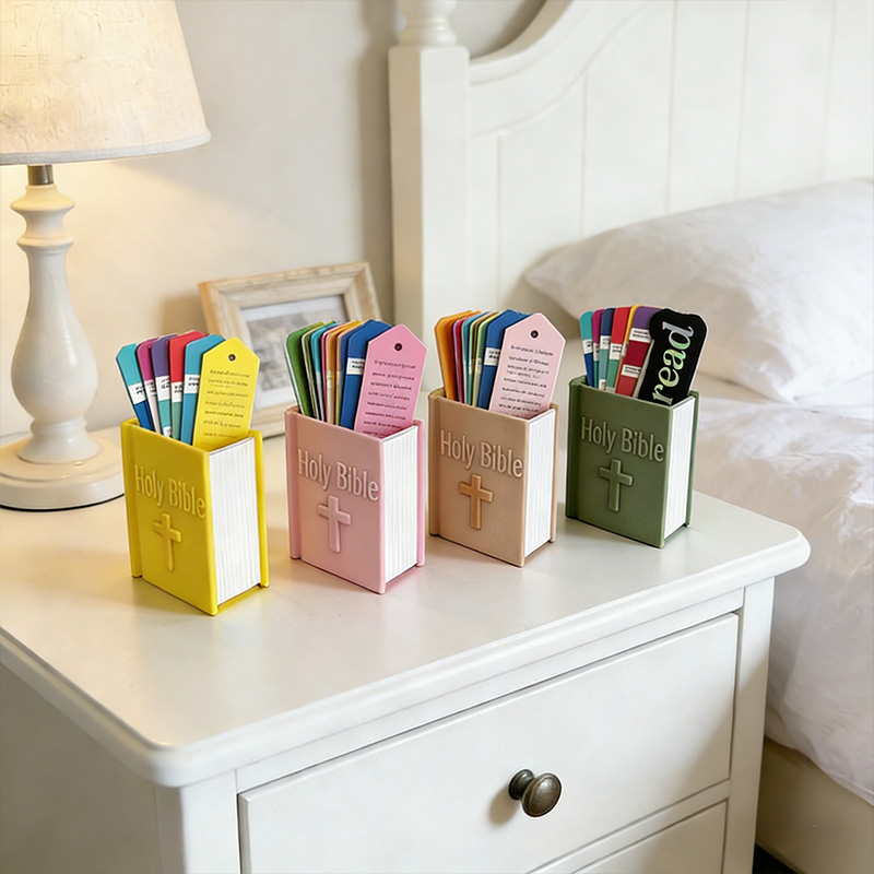 Personalized Cross Holy Bible White Pages Book Shaped Bookmark Holders with Custom Name Religious Gift for Christians