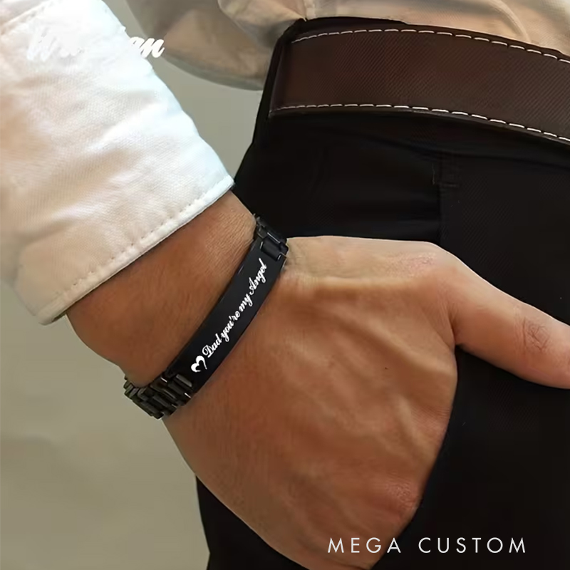 Personalized Bar Bracelet with Name Engraving Pendant Chain Men’s Gifts Father’s Day Valentine’s Day Gifts Groomsmen Bracelets