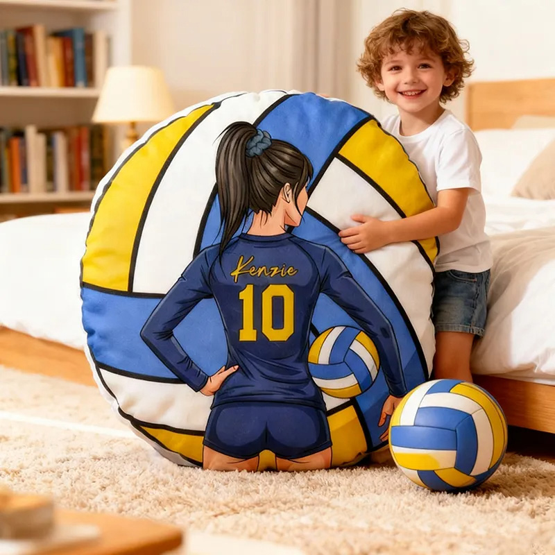 Personalized Volleyball Pillow with Custom Name and Player Design for Volleyball Enthusiasts