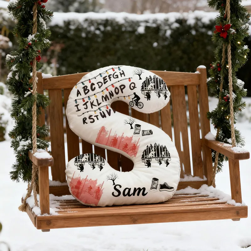 Personalized Cycling Things Letter Pillow Graphic 3D Print Bow Letter Pillow Name Pillow Comfortable Travel Cushion for Riders Riding Lovers