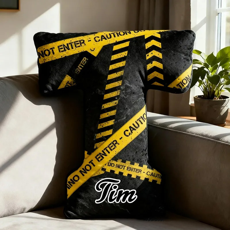 Personalized Cycling Caution Letter Pillow Graphic 3D Print Funny Letter Pillow Name Pillow Comfortable Travel Cushion for Bikers Riders Riding Lovers