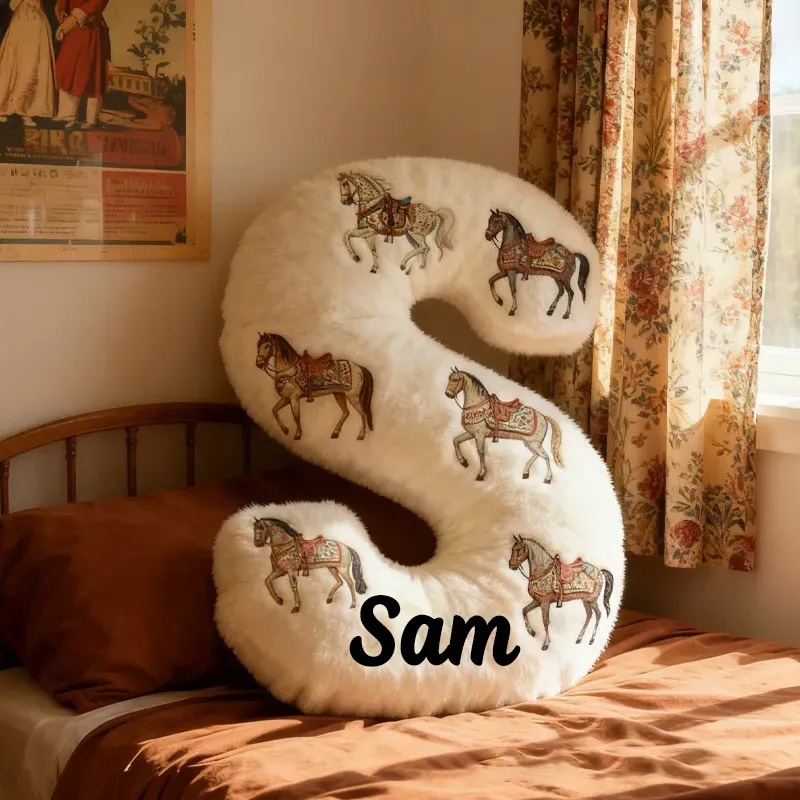 Personalized Riding Horse Letter Pillow Floral Horse Custom Name Festive Flower Decor with French Countryside Gifts for Family Graphic 3D Print Riding Lovers