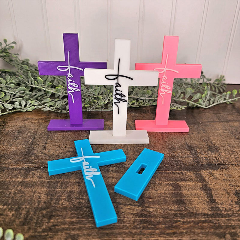 Personalized Faith Cross Desk Art with Custom Text Religious Decor Home Living Decor Office Decor Prayer Space Spiritual Gift 3d Printed Gift