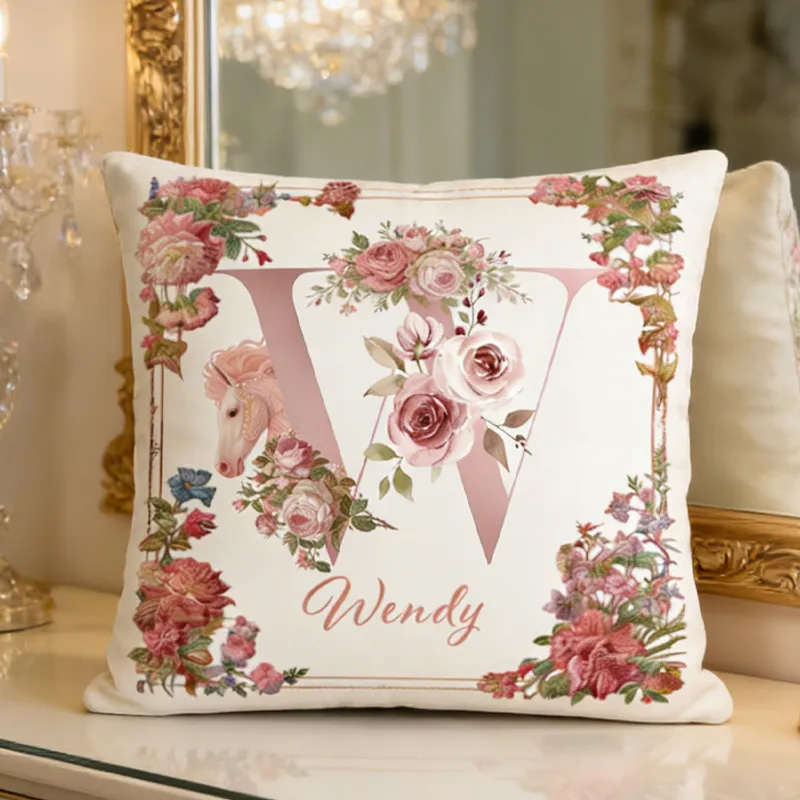 Personalized Horse Initials Letter Throw Pillow Cover with Name Home Decor Birthday Anniversary Gift for Horse Owner Lover Riding Lovers Equestrian Lovers