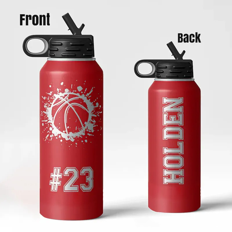 Personalized Basketball Water Bottle Custom Name and Number Sports Bottle