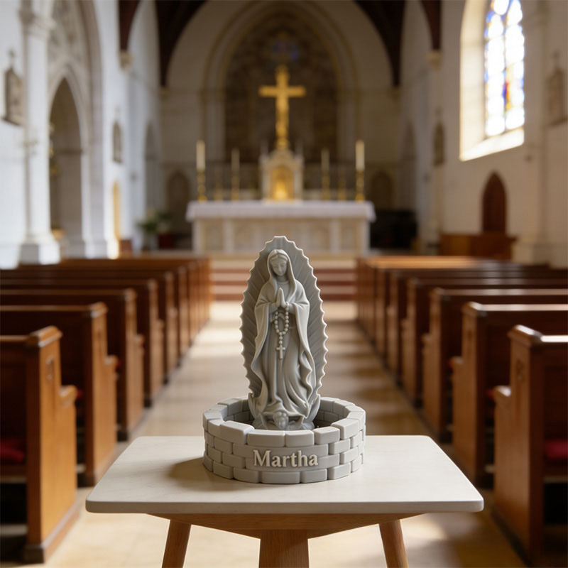 Personalized Virgin Mary Rosary Holder with Custom Name Virgencita Altar Tray Lady Guadalupe Stand Church Decor Home Decor Catholic Spiritual Gift