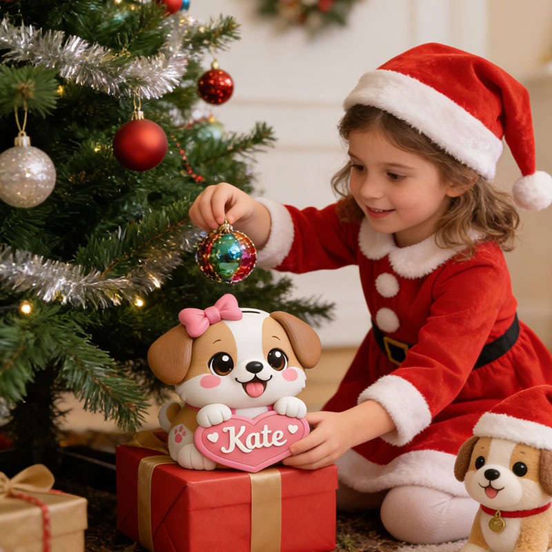 Personalized Dog Piggy Bank 3D Printed Nursery Decor Kids Birthday Gift Custom Piggy Bank Gifts for Kids Baby Shower Gift