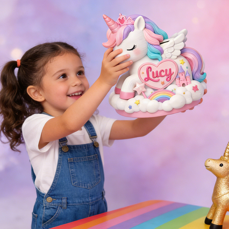 Personalized Rainbow Horse Piggy Bank 3D Printed Nursery Decor Kids Birthday Gift Custom Piggy Bank Gifts for Kids Baby Shower Gift