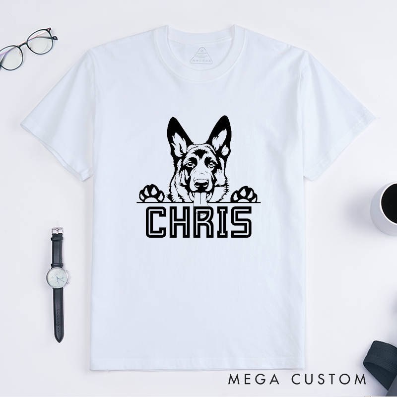 Personalized German Shepherd Illustration Personalized Police K9 Design Gift for Police Officer T-Shirt