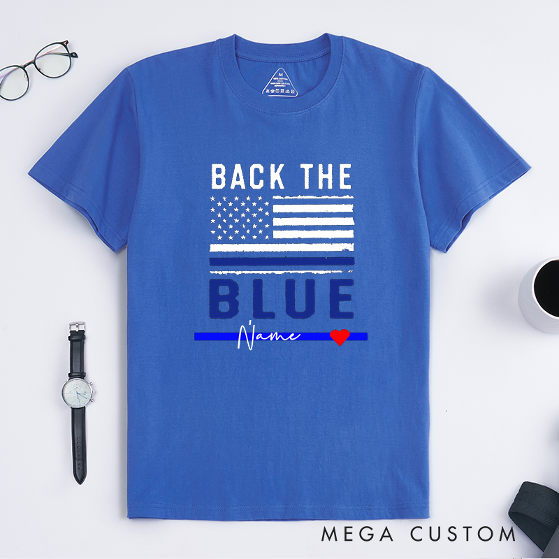 Personalized Police Back the Blue Patriotic Police Support Flag Design Gift for Police Officer T-Shirt