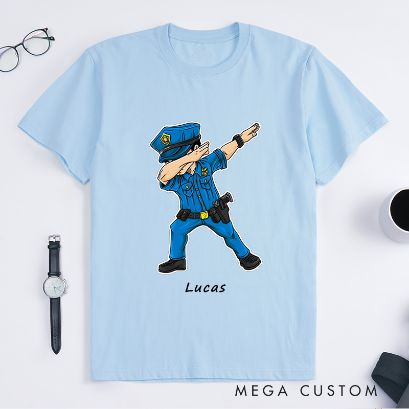 Personalized Police Back the Blue Patriotic Police Support Flag Design Gift for Police Officer T-Shirt