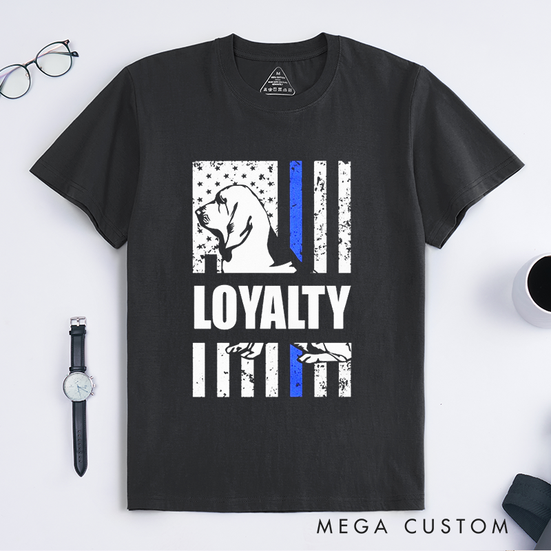 Personalized Police Loyalty Thin Blue Line K9 Support Design Gift for Police Officer T-Shirt