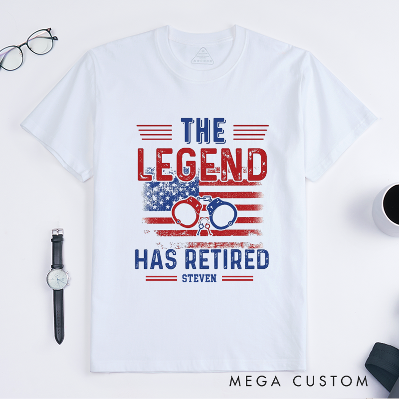 Personalized The Legend Has Retired Police Officer Custom Design Gift for Police Officer T-Shirt