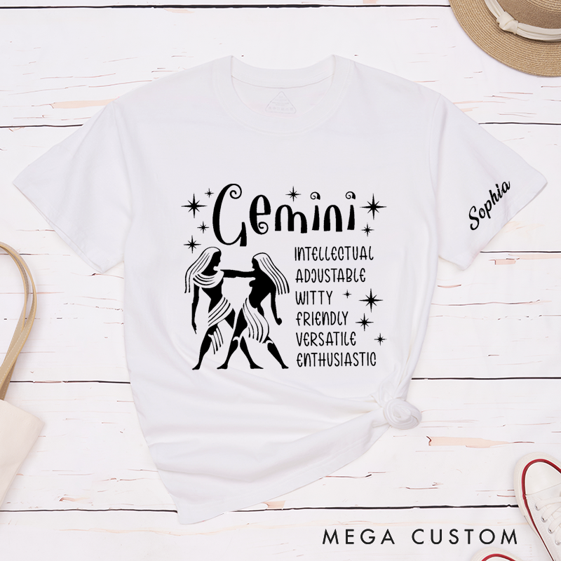 Personalized Sagittarius Zodiac T-Shirt Custom Name Astrology Star Sign Gift Unique Traits Independent Generous Caring Honest Tee