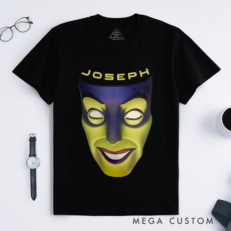 Personalized Mask Graphic Classic T-Shirt Unisex Customizable Name Gift Unique Face Design for Men Women Friends Fans Halloween Party Outfit