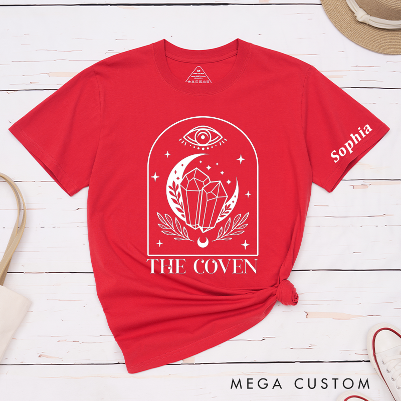 Personalized Witchy Crystal Moon Eye Classic T-Shirts Custom Name Spiritual Gift Unisex Magical Occult Fashion for Lovers Friends Family Mystical Gift