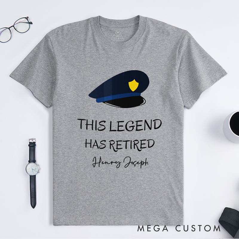 Personalized Retired Police Officer T-Shirt with Iconic Hat and Minimalist Typography Design Gift for Police Officer T-Shirt