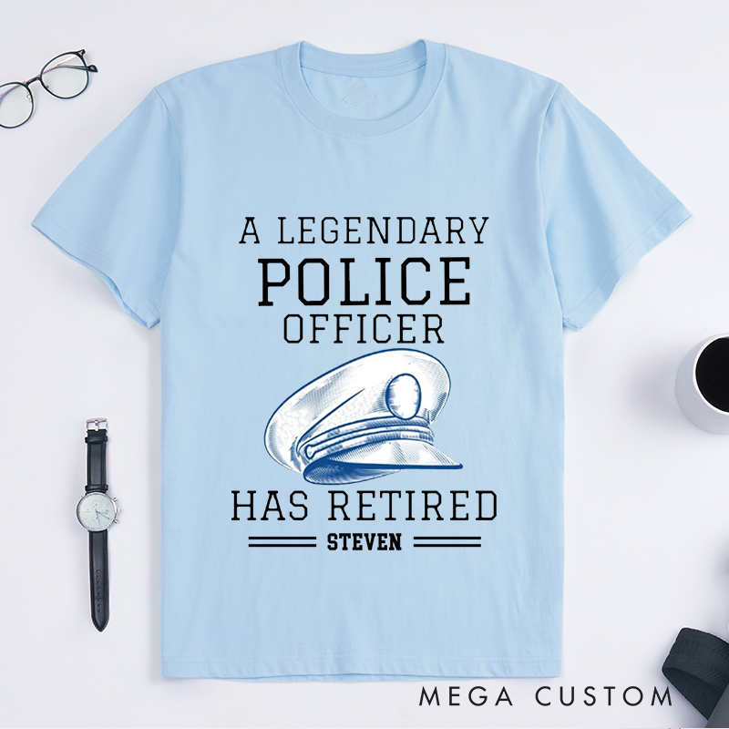 Personalized Retired Police Officer T-Shirt with Classic Hat Illustration and Timeless Typography Design Gift for Police Officer T-Shirt