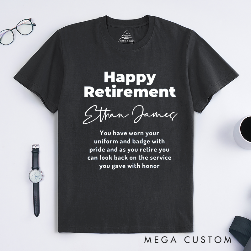 Personalized Retirement T-Shirt with Heartfelt Message and Elegant Typography Design Gift for Police Officer T-Shirt