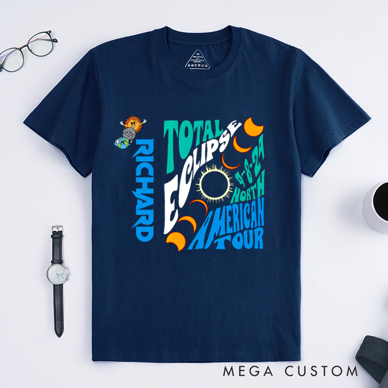Personalized Total Eclipse Classic T-Shirts Custom Solar Even T-Shirt Unique Unisex Gift for Astronomy Lovers and Science Fans 