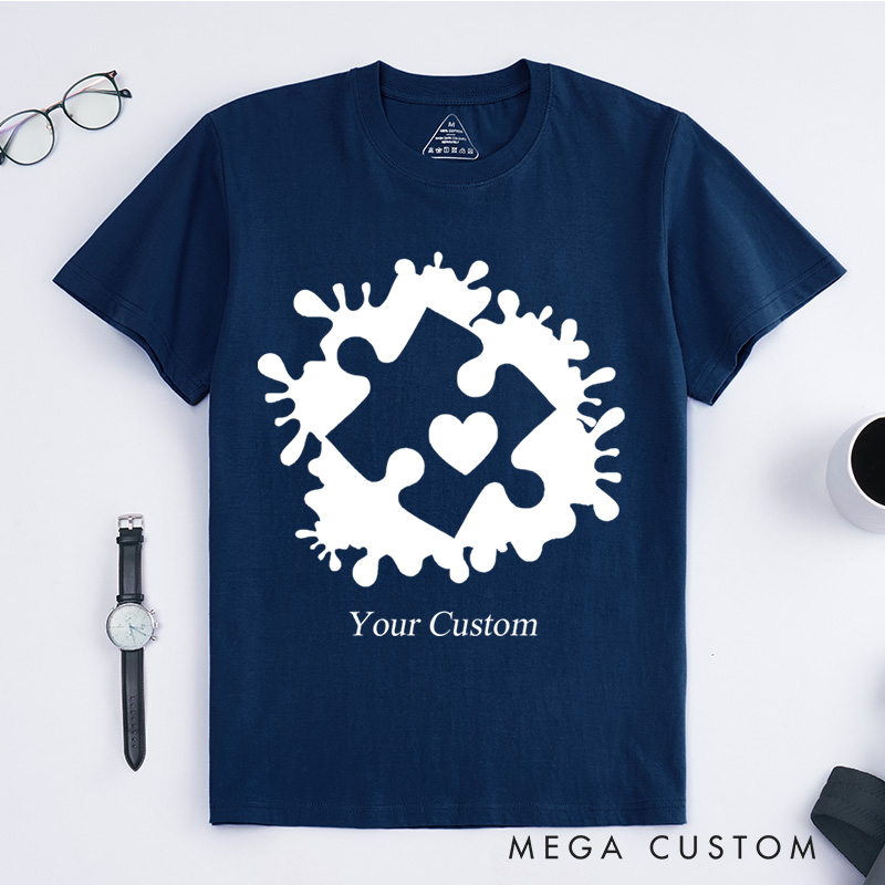 Personalized Autism Awareness Puzzle Heart Celebrating Neurodiversity Support T-Shirt  