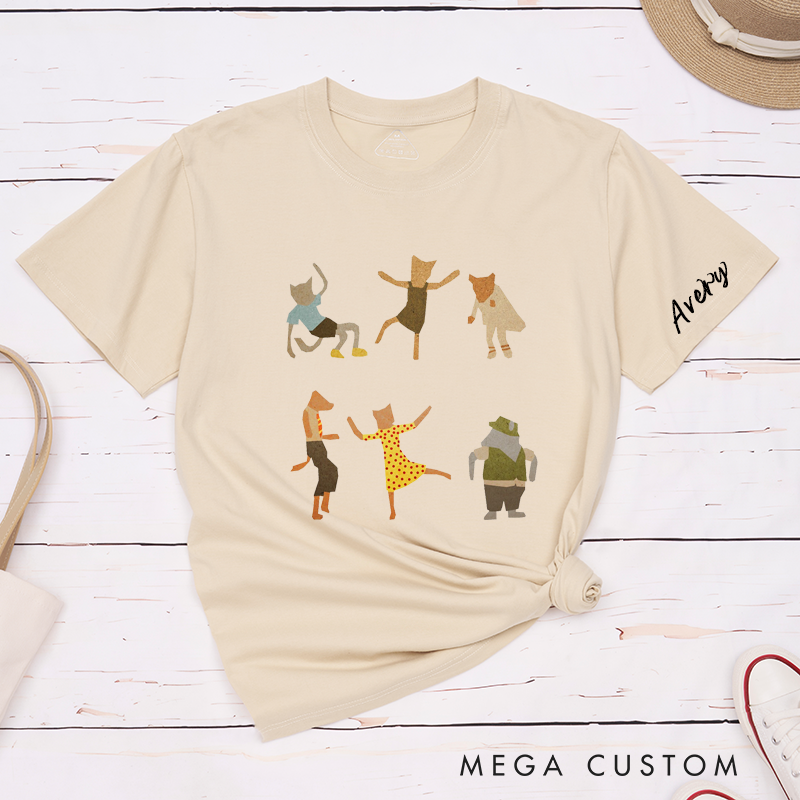 Personalized Classic T-shirt Animal Character Tee Unisex Custom Artistic Cat Lover Gift Unique Everyday Wear for Men Women and Kids Special Present 