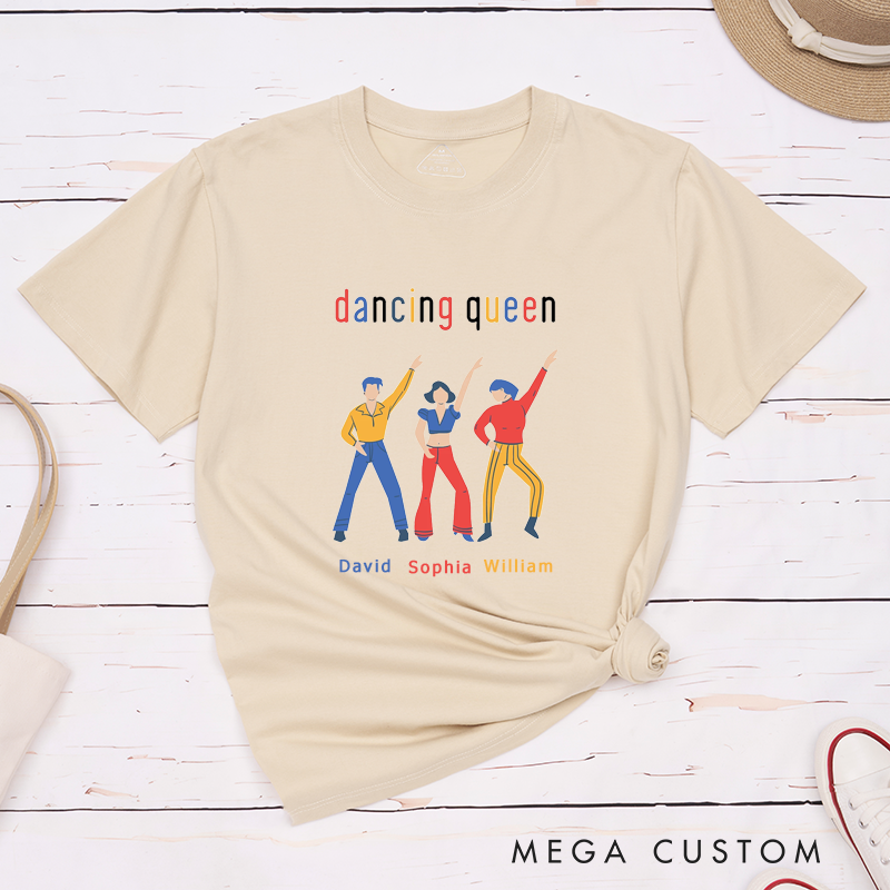 Personalized Classic T-Shirts Dancing Themed Custom Name Disco Party Dance Pose Gifts for Matching Apparel Retro Dance Lover Shirt