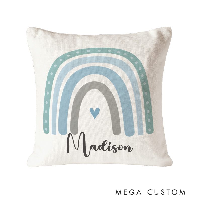 Personalized Rainbow Birth Stats Throw Pillows Featuring Baby's Details And Cheerful Colors Throw Pillows