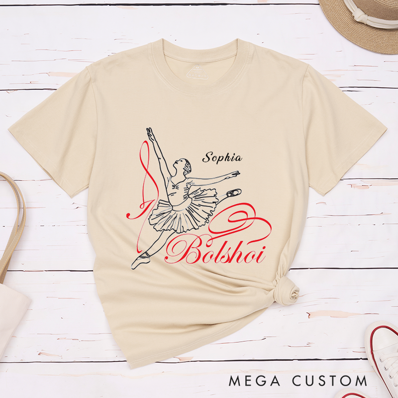 Personalized Ballet Dancer Classic T-Shirts Custom Name Elegant Gift for Ballet Lovers Unique Dance Performance Birthday Shirt for Her or Him Fashionable Tutu Tee