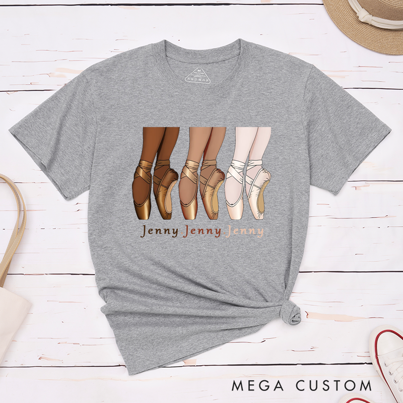 Personalized Three color ballet shoes Classic T-Shirt Custom Name Design Elegant Gift for Dance Lovers Perfect for Ballet Enthusiasts  
