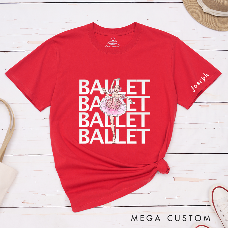 Personalized Ballet Dancer Classic T-Shirts Custom Name Gift Beautiful Pink Ballerina Design Unique Dance Birthday Present