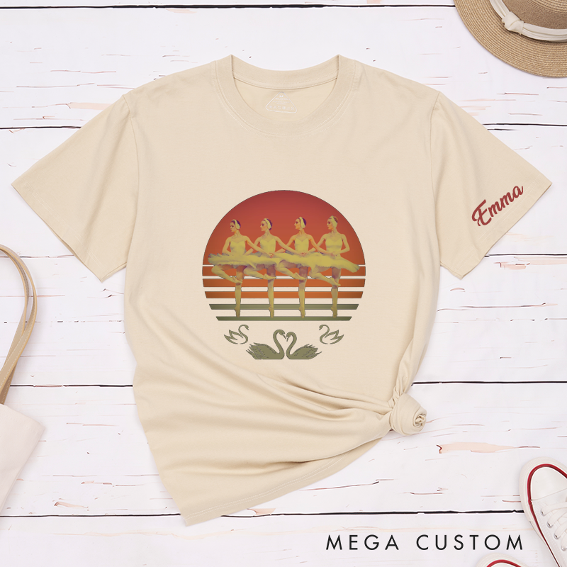 Personalized Ballet Dancer T-Shirt Classic Swan Lake Ballerina Gift for Dance Lovers Custom Name Tee for Unique Birthday Present