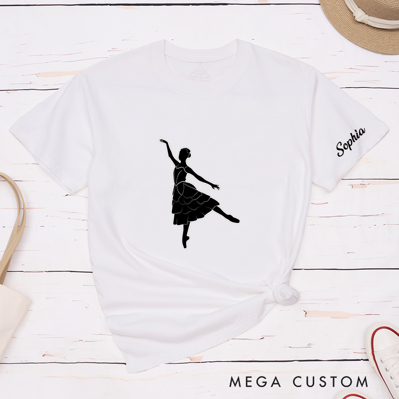Personalized Ballet Dancer Silhouette Classic T-Shirts Custom Dance Gift for Girls Women Birthday Present Elegant Ballerina Tee 