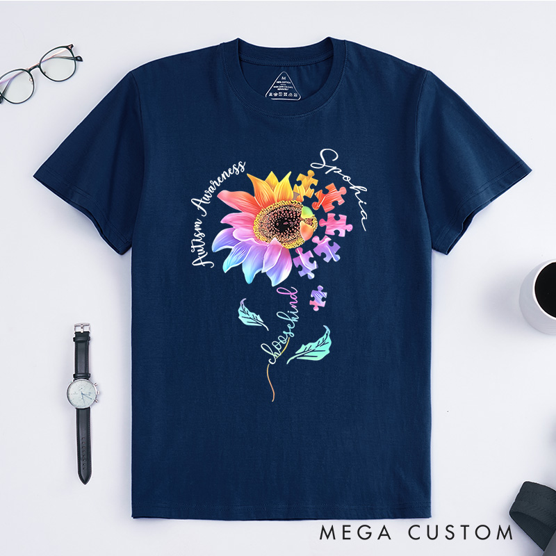 Personalized Be Kind Autism Flower T-shirt Autism Awareness Gift
