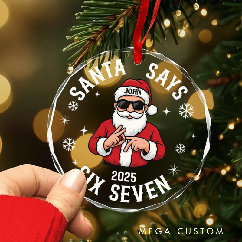 Personalized Six Seven Santa Claus with Name Ornament Funny 2025 Christmas Gift