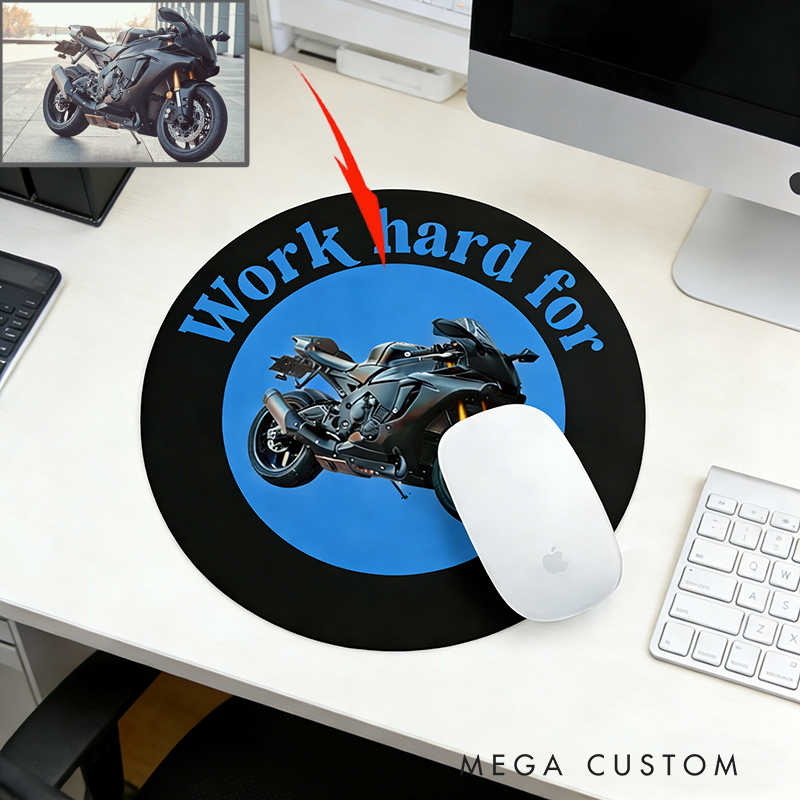Personalized Motorcycle Mouse Pad with Custom Photo Design Gift for Bikers and Motorcycle Fans