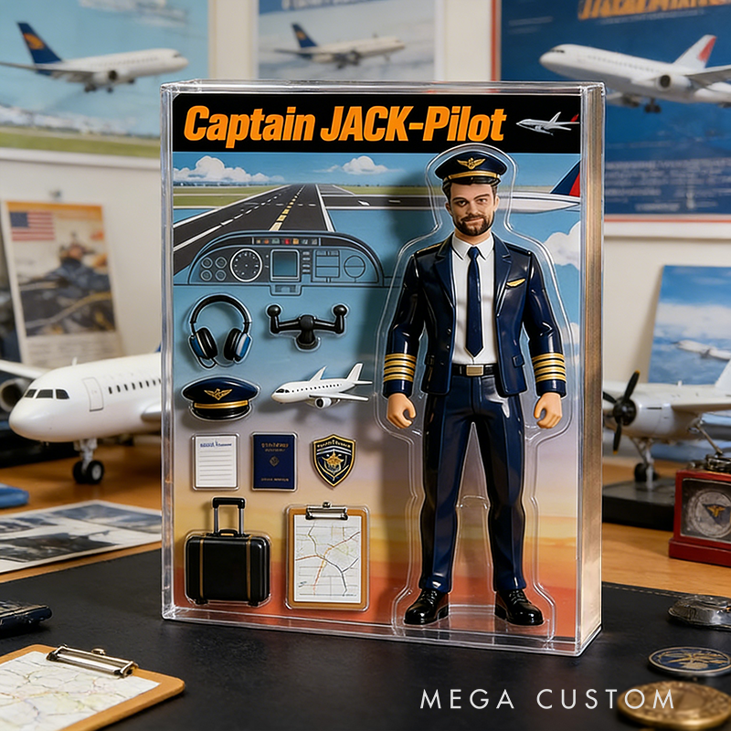 Personalized Pilot Captain Theme Acrylic Block Plaque Custom Photo Perfect Holiday Gift