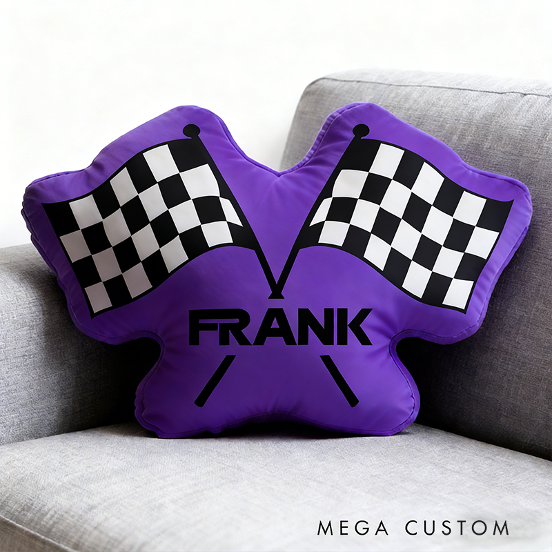 Personalized Checkered Flag Pillow Graphic 3D Print Custom Name Cushion Gift for Racers and Racing Lovers