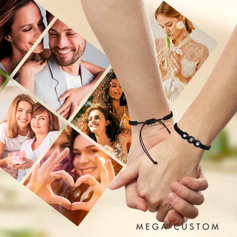 Personalized English Letter Bracelet Acrylic Heart Beads Adjustable Hand Woven Simple Versatile Groomsmen Bracelets Men’s Gifts Valentine’s Day Gifts