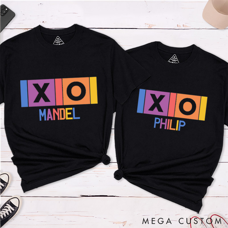 Personalized XOXO Love Matching Couple T-Shirts LGBTQA+ Couple Matching Shirt for Lesbian Gay LGBTQ XOXO Tee for Her Him