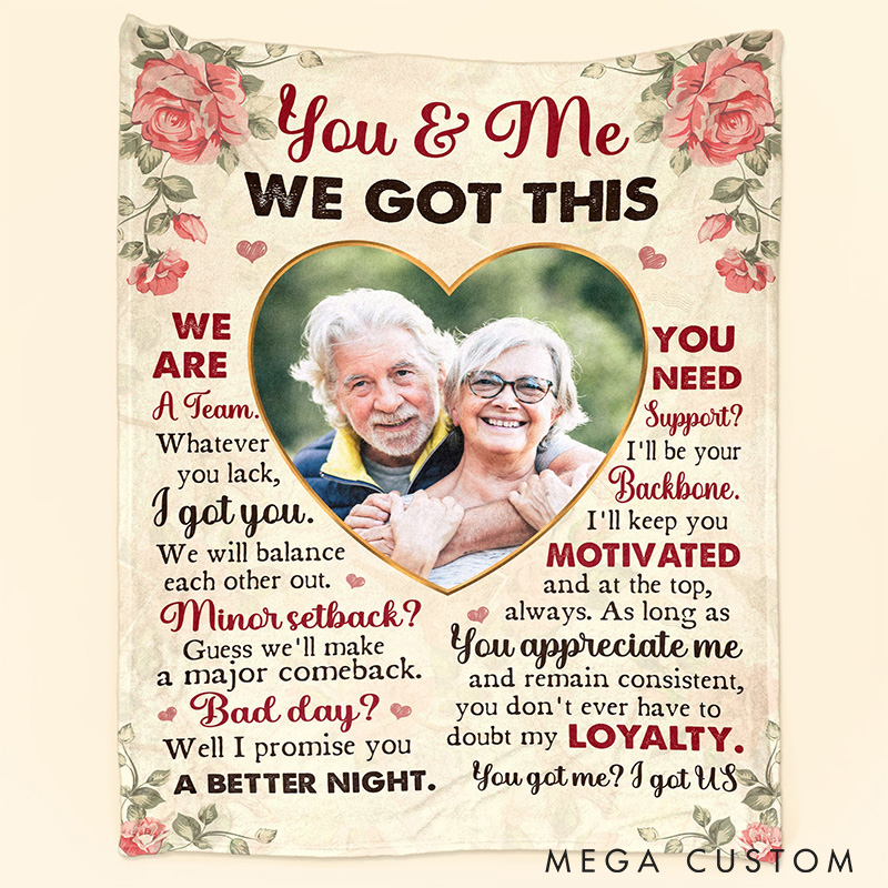 Personalized Couple Photo Blanket You and Me We Got This We're A Team Couple Anniversary Gift Blanket Husband Wife Blanket with Photo