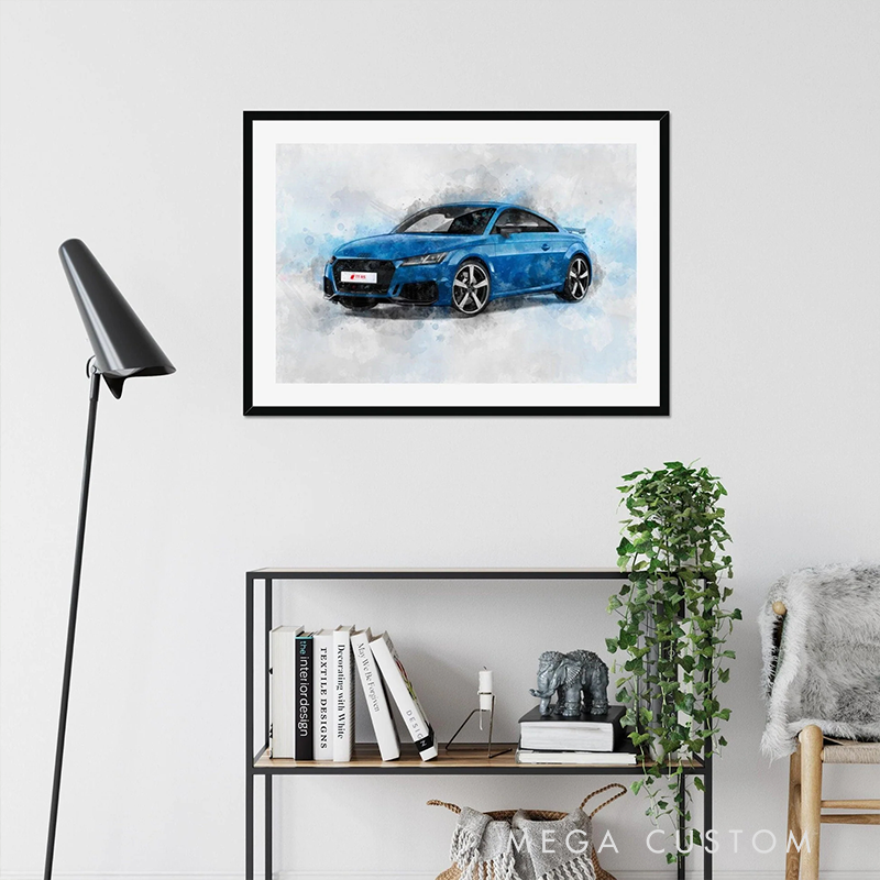 Personalized Car Cartoon Portrait Watercolour Driver Gift Idea Driving Present for Him
