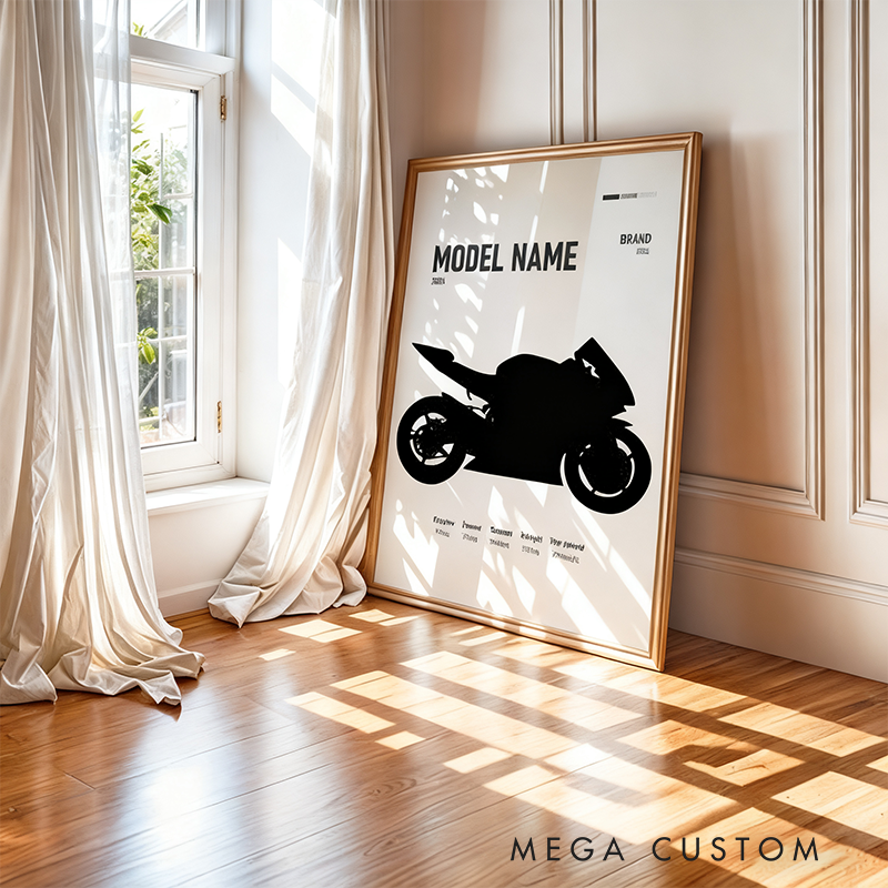 Personalized Custom Motorbike Poster Unique Motorcycle Art Print High Quality Wall Decor Stylish Custom Gift for Motorsport Racer and Motorcycle Lovers