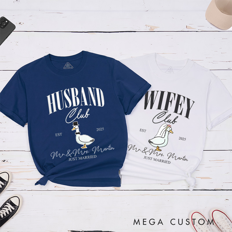 Personalized Just Married Husband and Wife Clubs Wedding Couple Classic T-Shirt