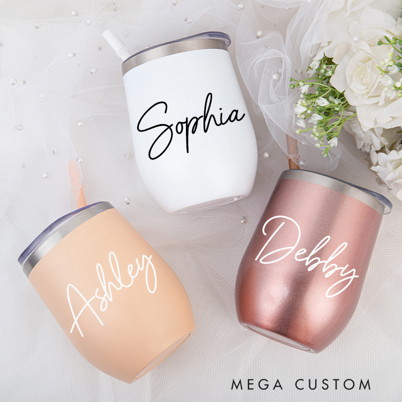 Personalized Name Wine Tumbler With Lid Name Glass For Her Party Favor