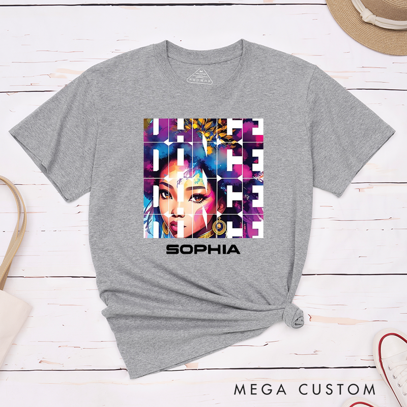 Personalized Dance Themed Boxy Graphic Classic T-Shirts Vibrant Colorful Art Dance Lovers Unique Birthday Present for Friends Family