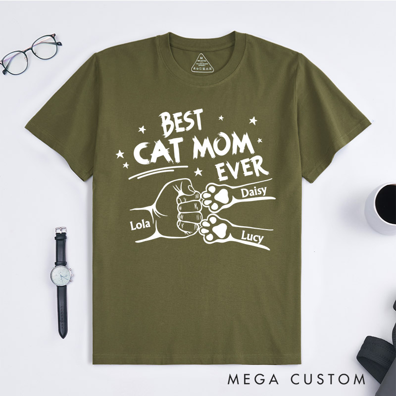 Personalized Pet Lover Best Dog Mom Ever Best Cat Mom Ever T-Shirt