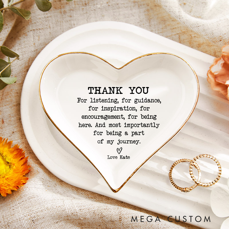 Personalized Thank You For Being A Part Of My Journey Ring Dish Appreciation Gift for Teacher, Mentor Farewell Gift For Her