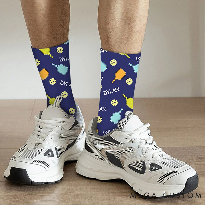 Personalized Pickleball Printed Socks with Custom Name for Pickelball Fans