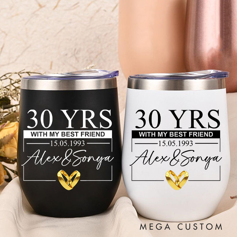 Personalized Wife Husband 30 Years Anniversary Wine Tumbler Anniversary Gift